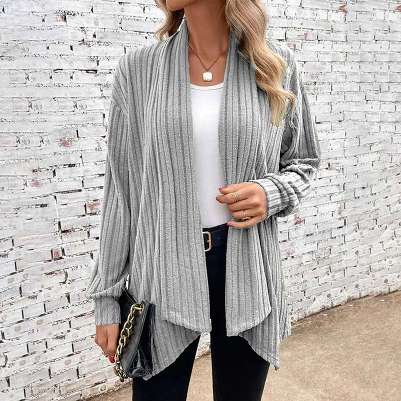Open Vest - Damesvest met lange mouwen en losse pasvorm-Boetiek Moda