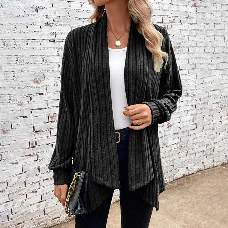 Open Vest - Damesvest met lange mouwen en losse pasvorm-Boetiek Moda