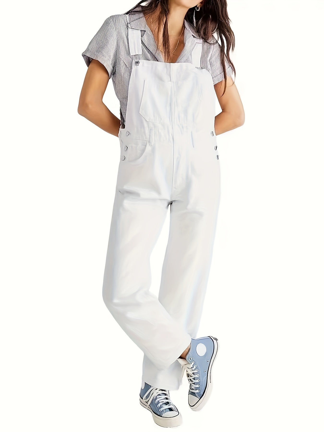 Overalls - Los model - Rechte pijpen - Denim tuinbroek - Jumpsuit Denim voor dames-Boetiek Moda