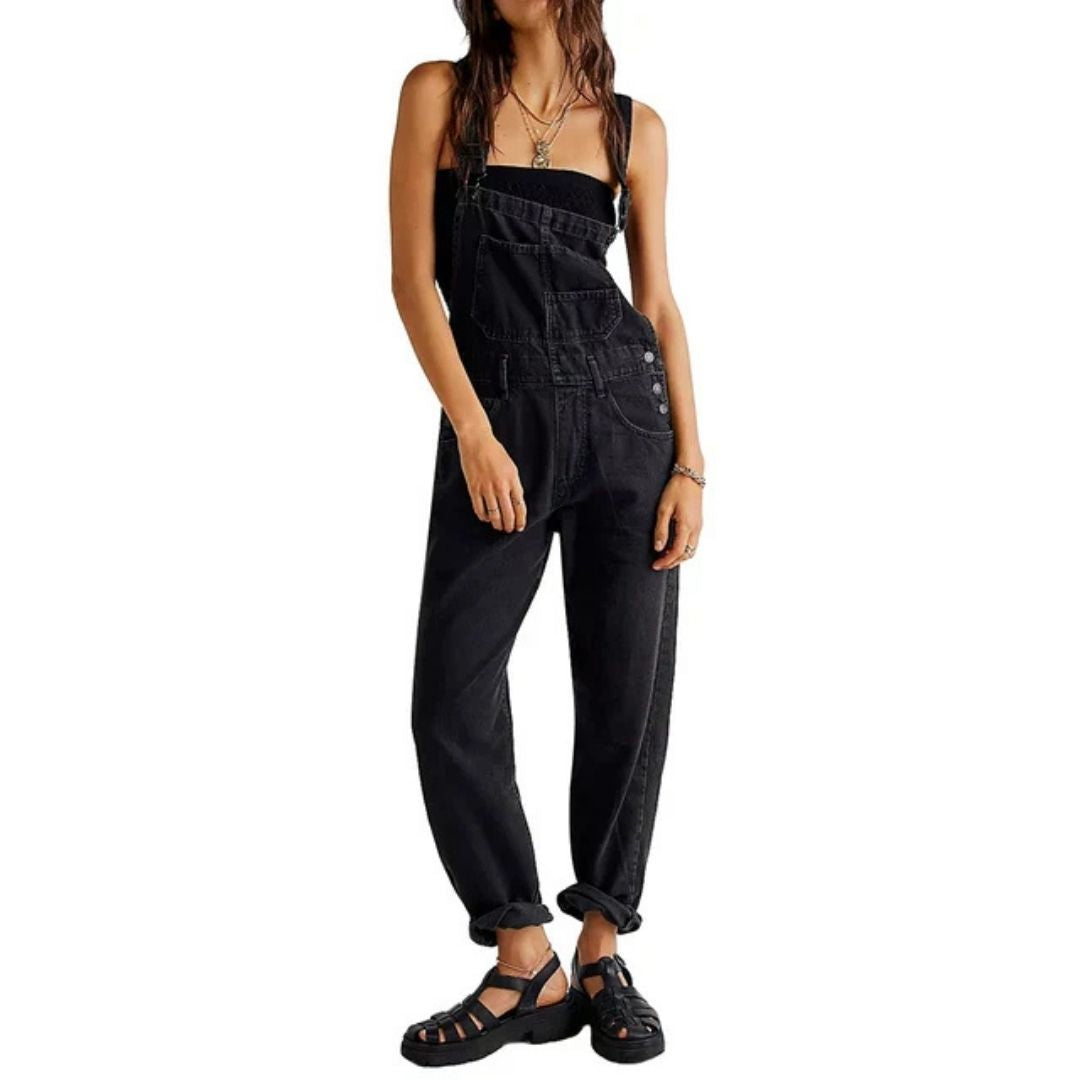 Overalls | Verstelbare bandjes | Losse pasvorm | Denim overalls | Damesbroeken-Boetiek Moda