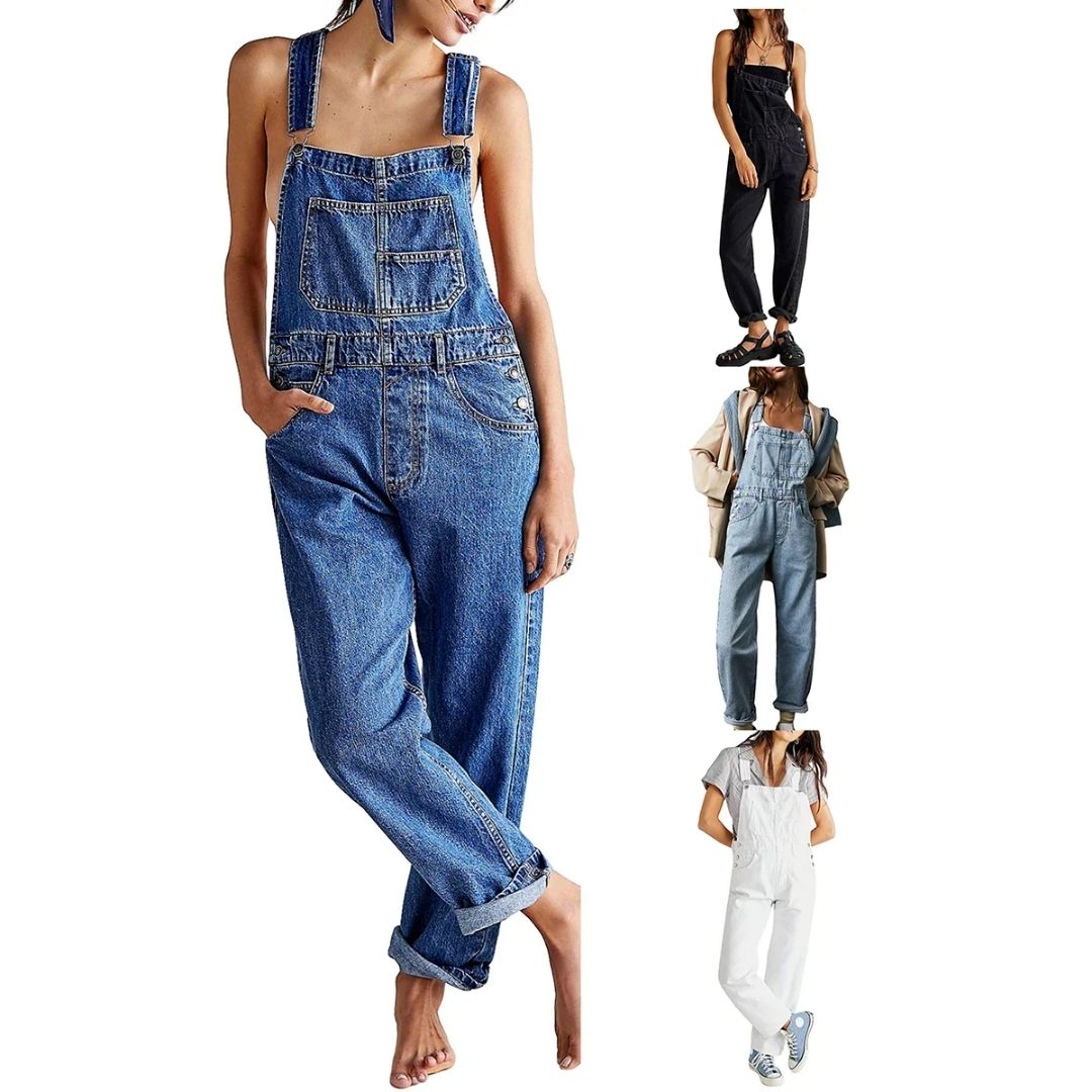 Overalls | Verstelbare bandjes | Losse pasvorm | Denim overalls | Damesbroeken-Boetiek Moda