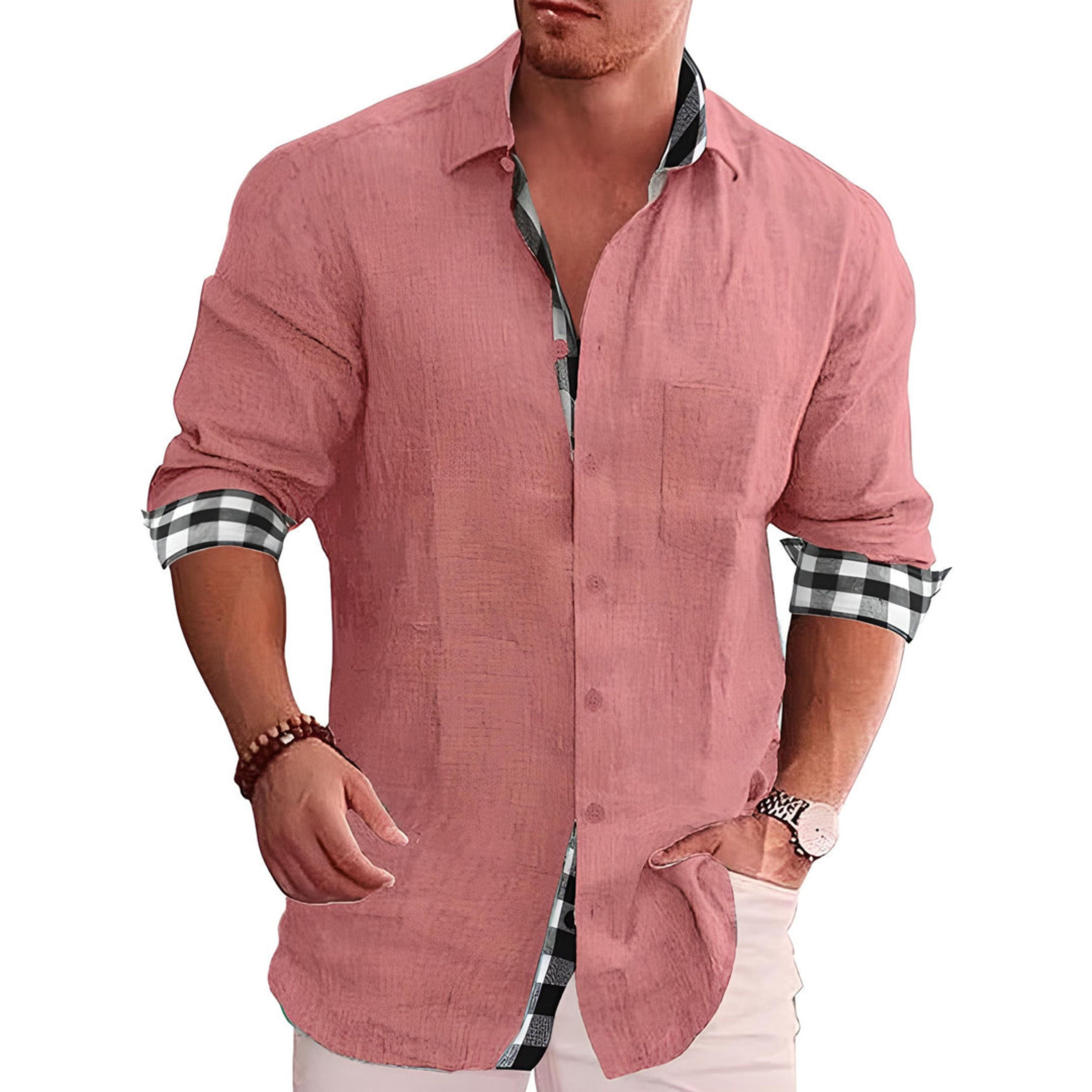 Overhemd met knopen | Lange mouwen | Lichtgewicht | Overhemd met kraag | Casual overhemden voor mannen-Boetiek Moda