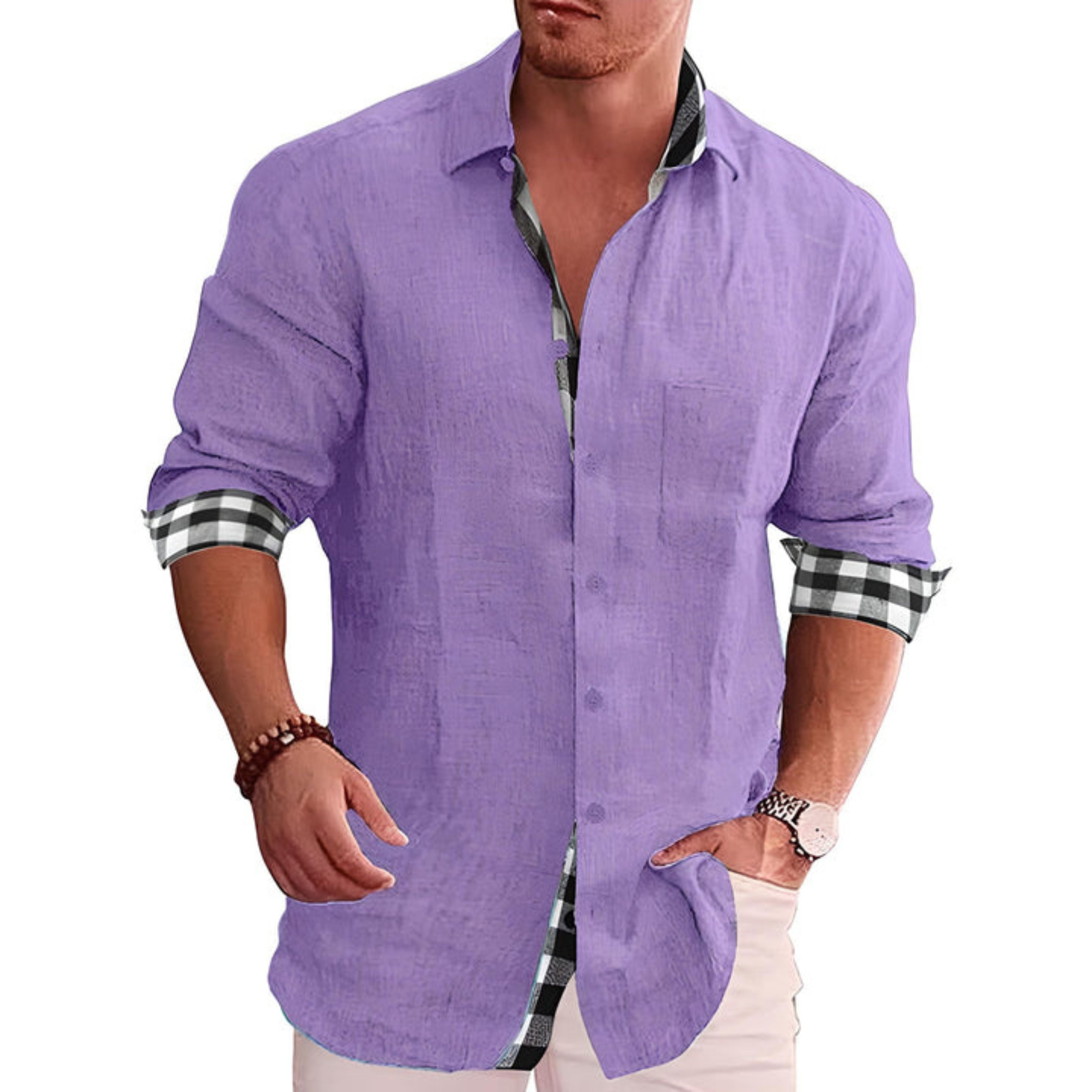Overhemd met knopen | Lange mouwen | Lichtgewicht | Overhemd met kraag | Casual overhemden voor mannen-Boetiek Moda