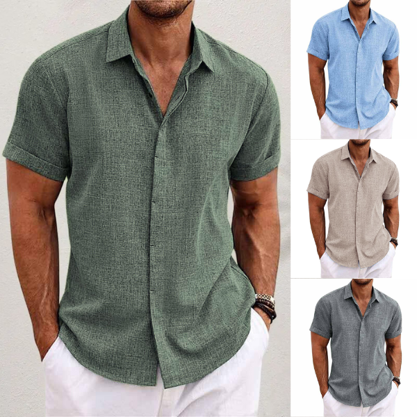 Overhemd met korte mouwen | Button-Up | Linnen | Zomeroverhemd | Overhemd voor heren-Boetiek Moda