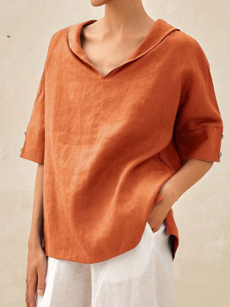 Oversized Blouse - Casual Women's Korte Mouwen Los Pasvorm Blouse-Boetiek Moda