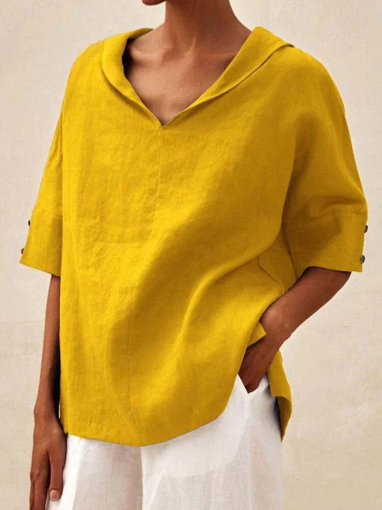Oversized Blouse - Casual Women's Korte Mouwen Los Pasvorm Blouse-Boetiek Moda