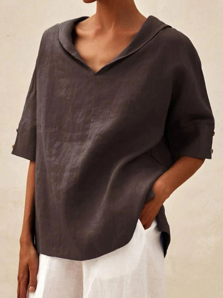 Oversized Blouse - Casual Women's Korte Mouwen Los Pasvorm Blouse-Boetiek Moda