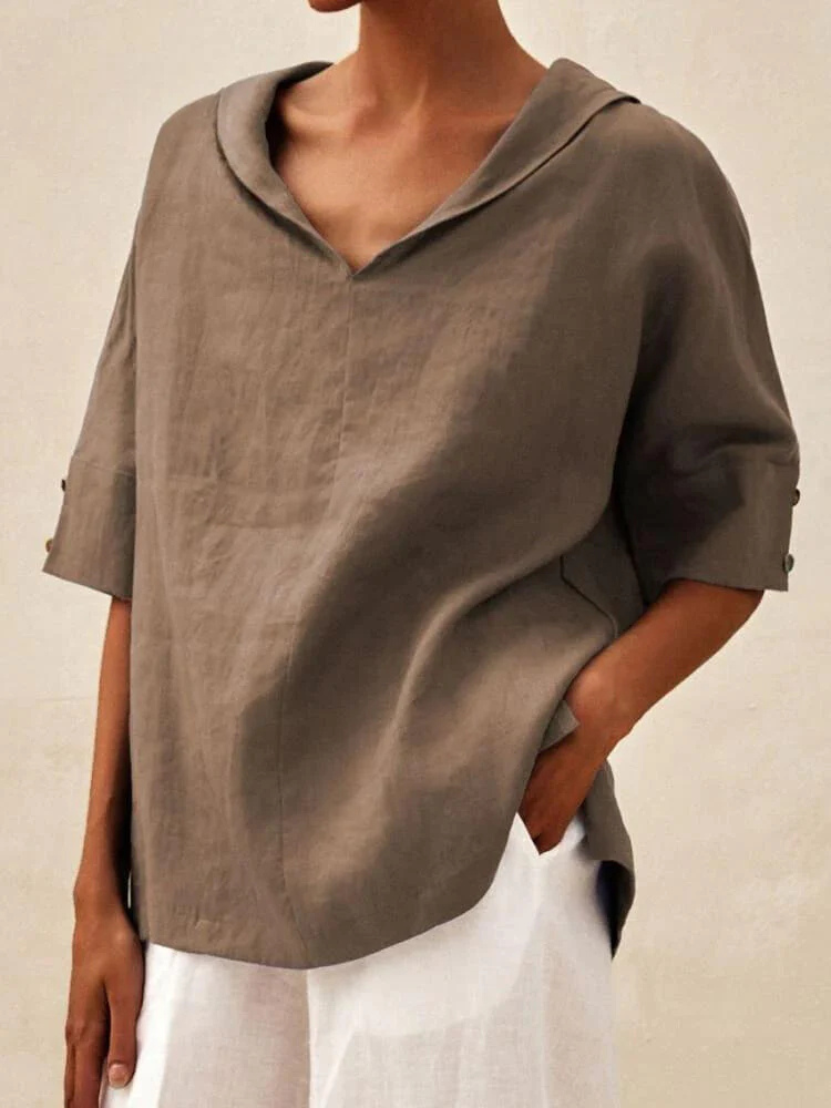 Oversized Blouse - Casual Women's Korte Mouwen Los Pasvorm Blouse-Boetiek Moda