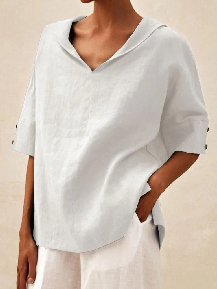 Oversized Blouse - Casual Women's Korte Mouwen Los Pasvorm Blouse-Boetiek Moda