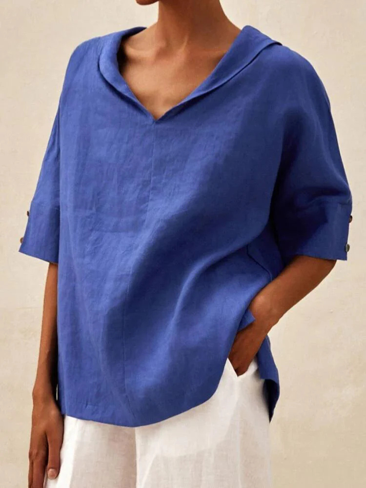Oversized Blouse - Casual Women's Korte Mouwen Los Pasvorm Blouse-Boetiek Moda