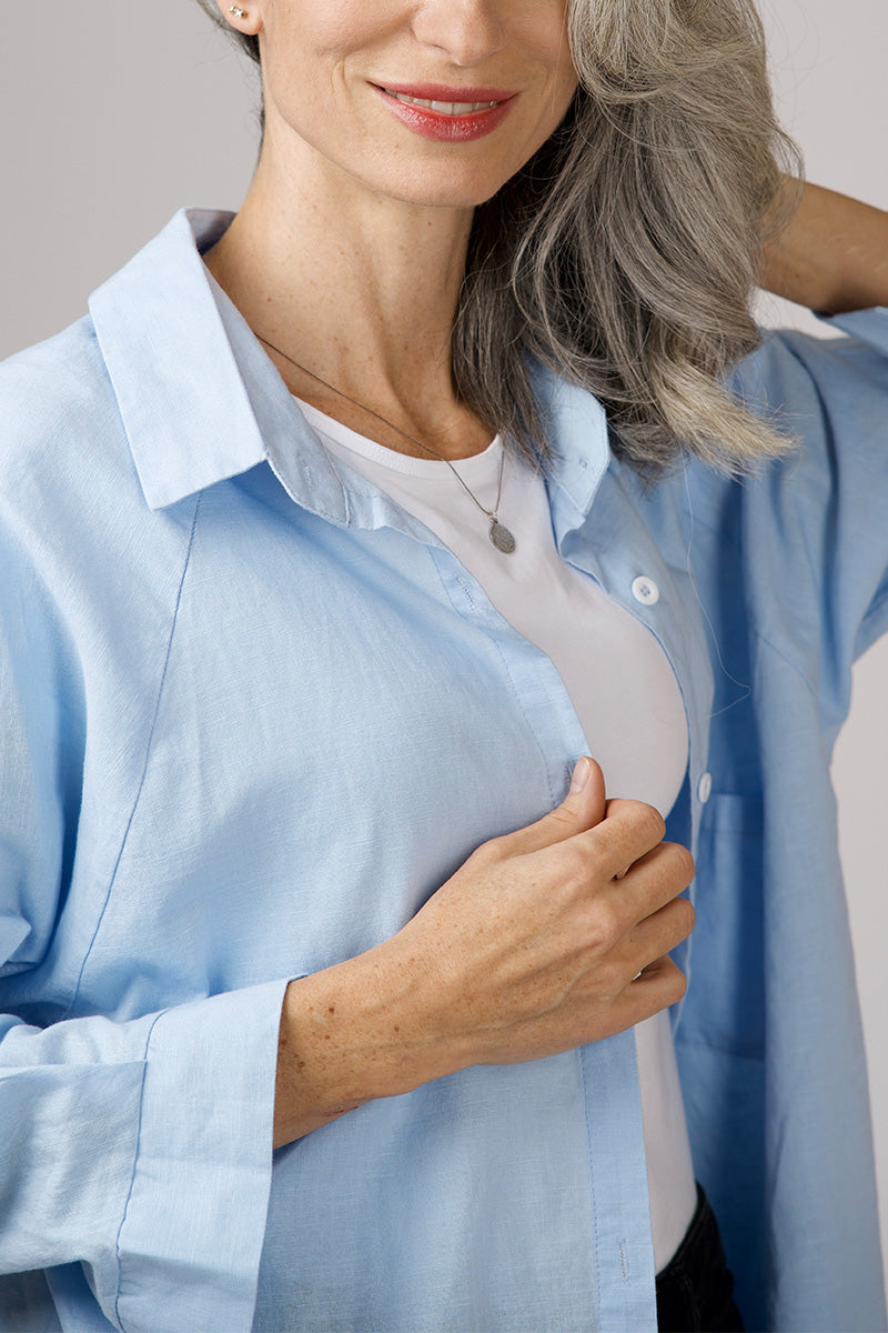 Oversized Blouse - Lange Mouw - Los Fit - Button-Up Shirt - Dames Oversized Shirt-Boetiek Moda