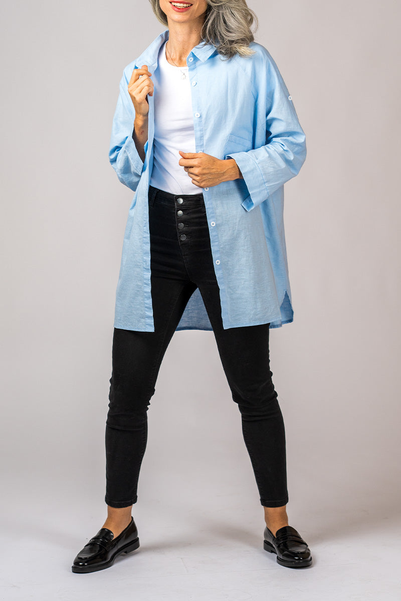 Oversized Blouse - Lange Mouw - Los Fit - Button-Up Shirt - Dames Oversized Shirt-Boetiek Moda