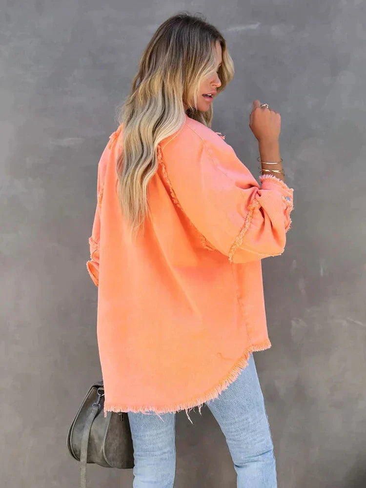 Oversized Denim Jas - Los model - Gescheurd - Jeansjas - Damesjas-Boetiek Moda