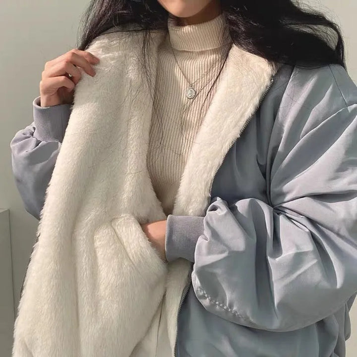 Oversized Jas | Bontgevoerd | Ritssluiting | Winter bomberjack | Winterjas voor dames-Boetiek Moda