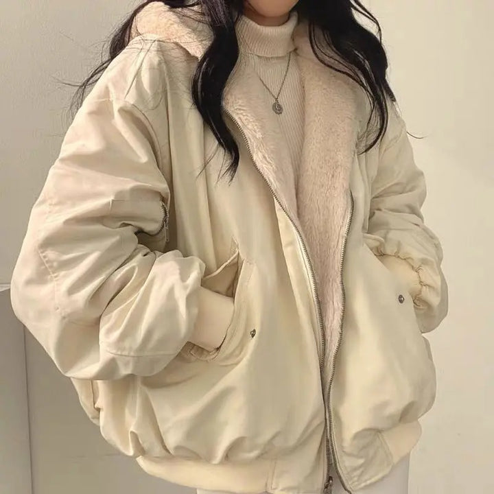 Oversized Jas | Bontgevoerd | Ritssluiting | Winter bomberjack | Winterjas voor dames-Boetiek Moda