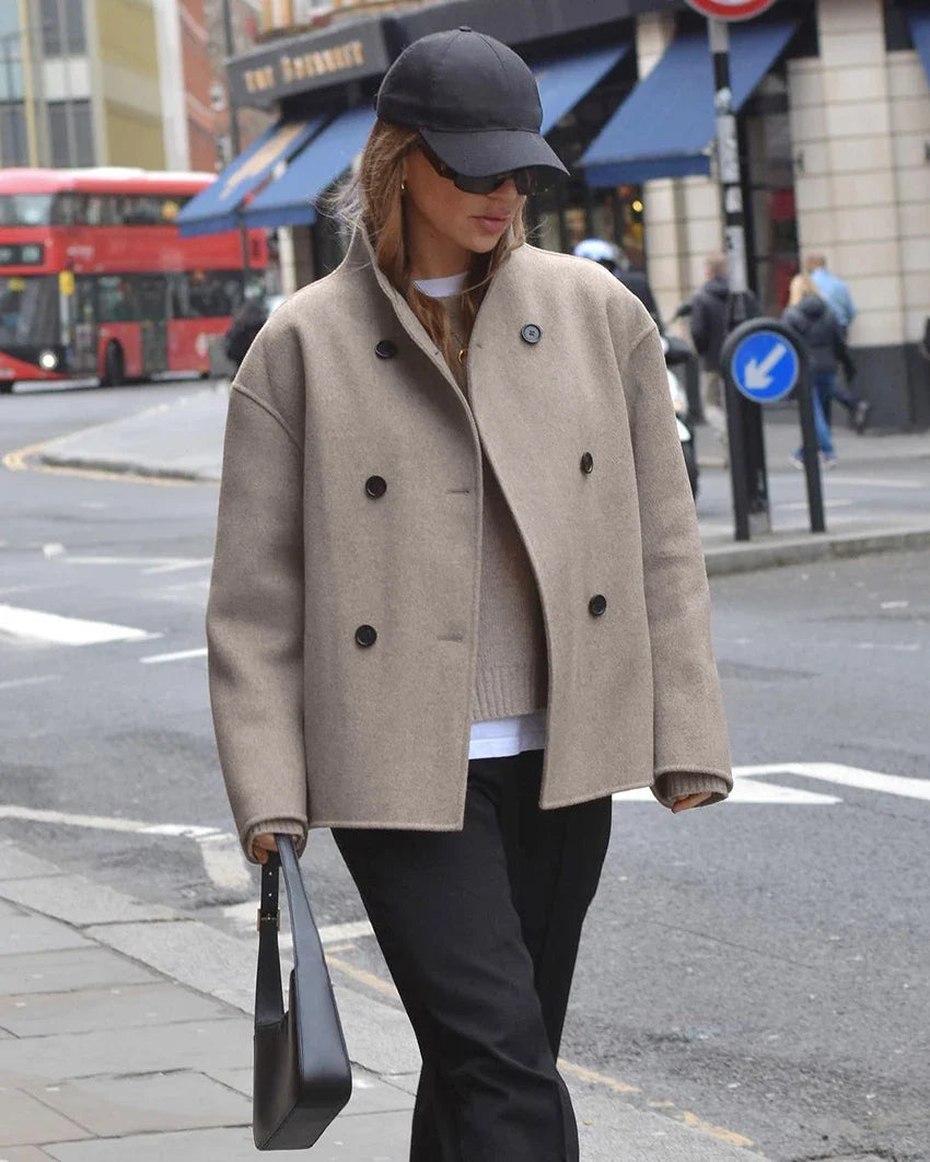 Oversized Jas - Kort - Double Breasted - Wollen Jas - Damesjas-Boetiek Moda