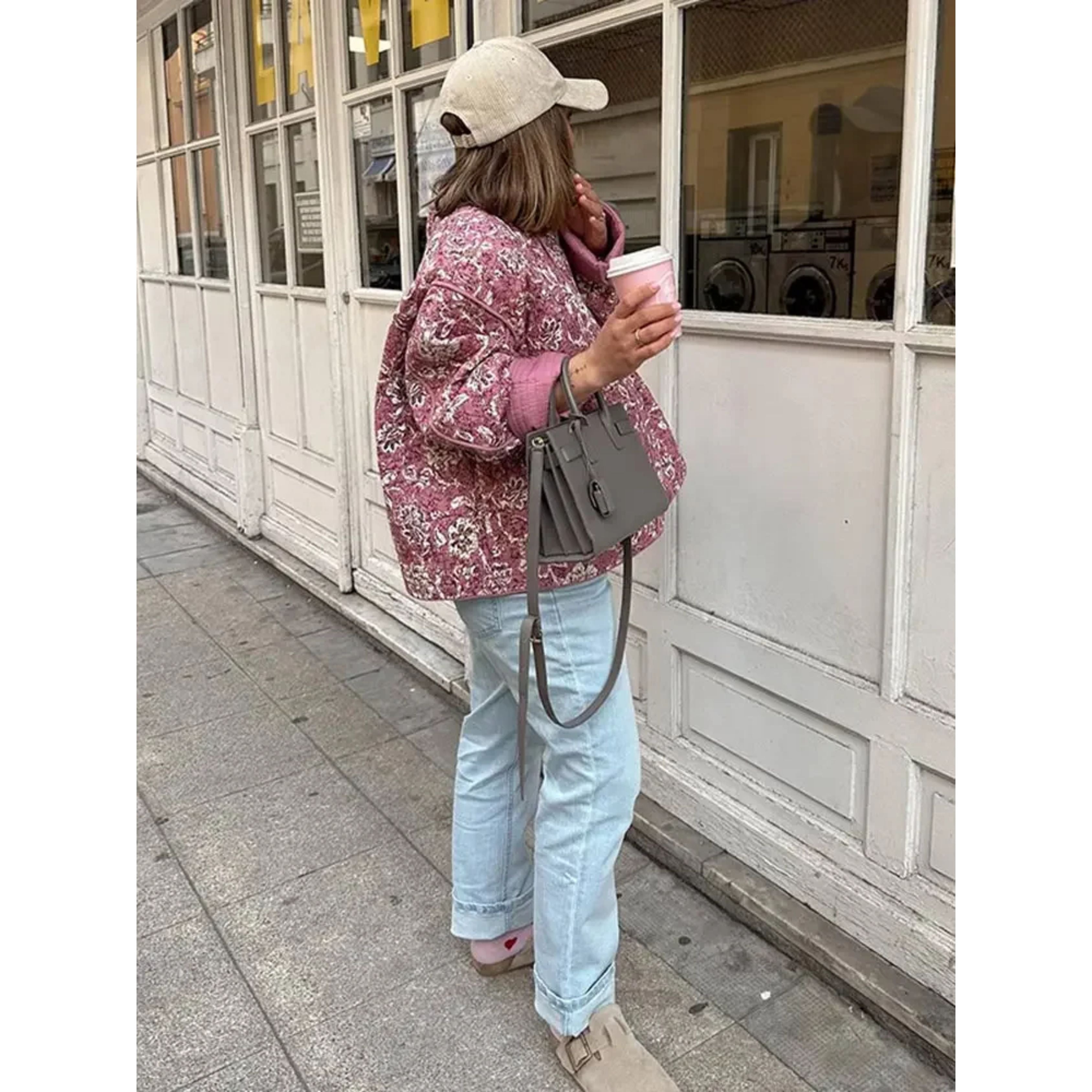 Oversized Jas - Loose Fit Roze Gewatteerde Jas voor dames-Boetiek Moda