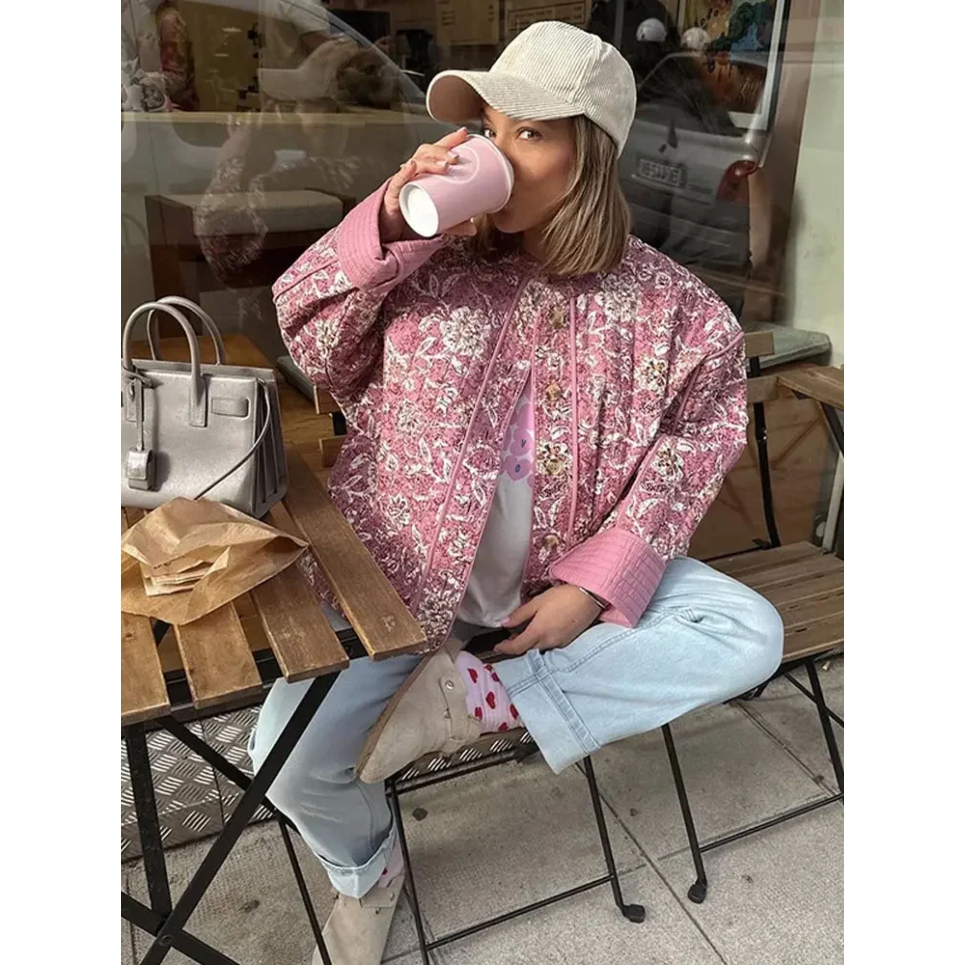 Oversized Jas - Loose Fit Roze Gewatteerde Jas voor dames-Boetiek Moda