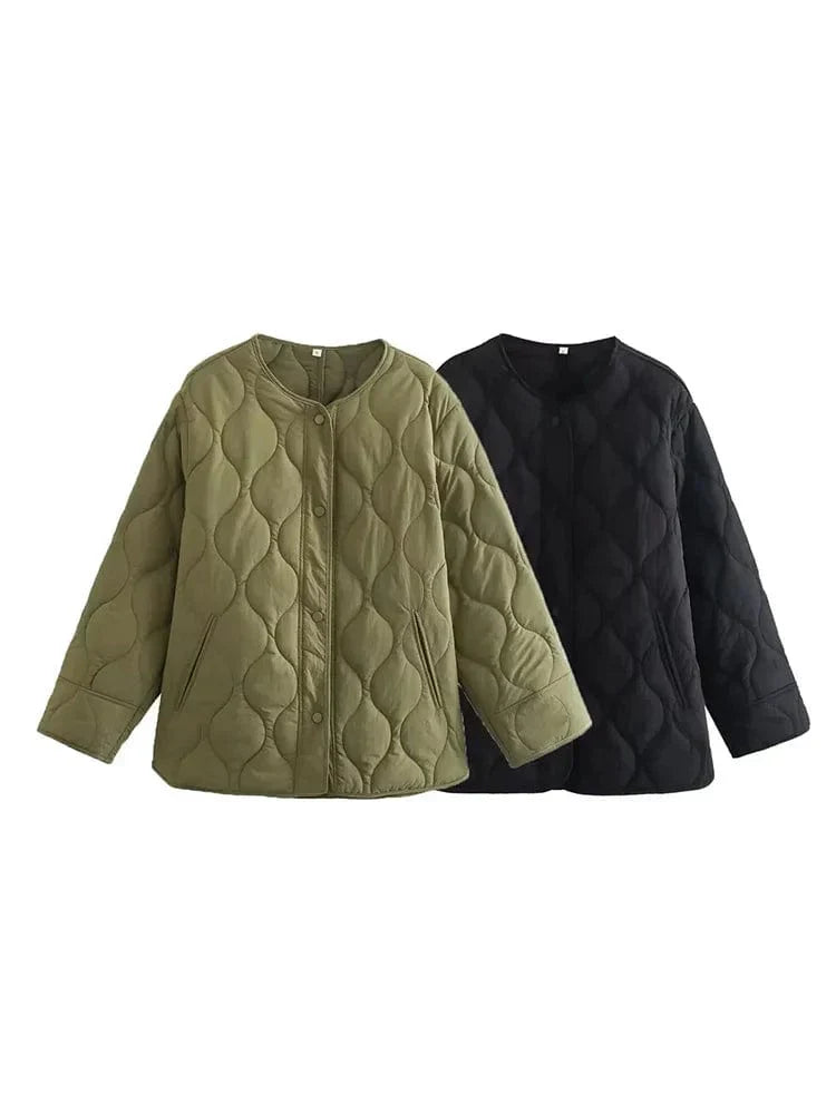 Oversized Jas | Losse Pasvorm | Button-Up | Gewatteerde Jas | Damesjas-Boetiek Moda