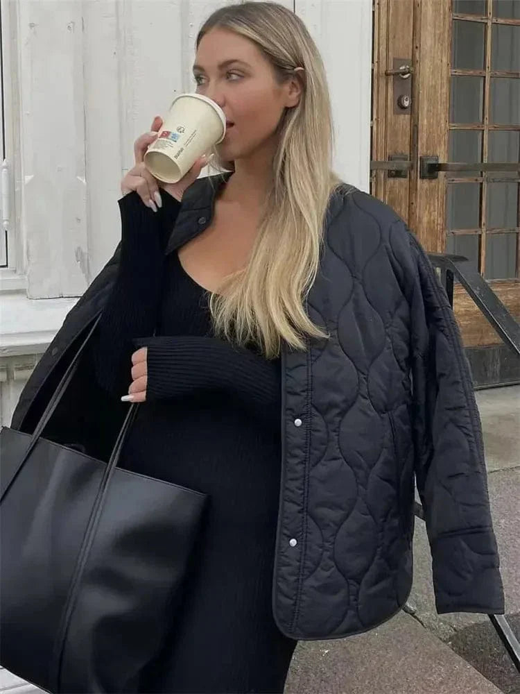 Oversized Jas | Losse Pasvorm | Button-Up | Gewatteerde Jas | Damesjas-Boetiek Moda