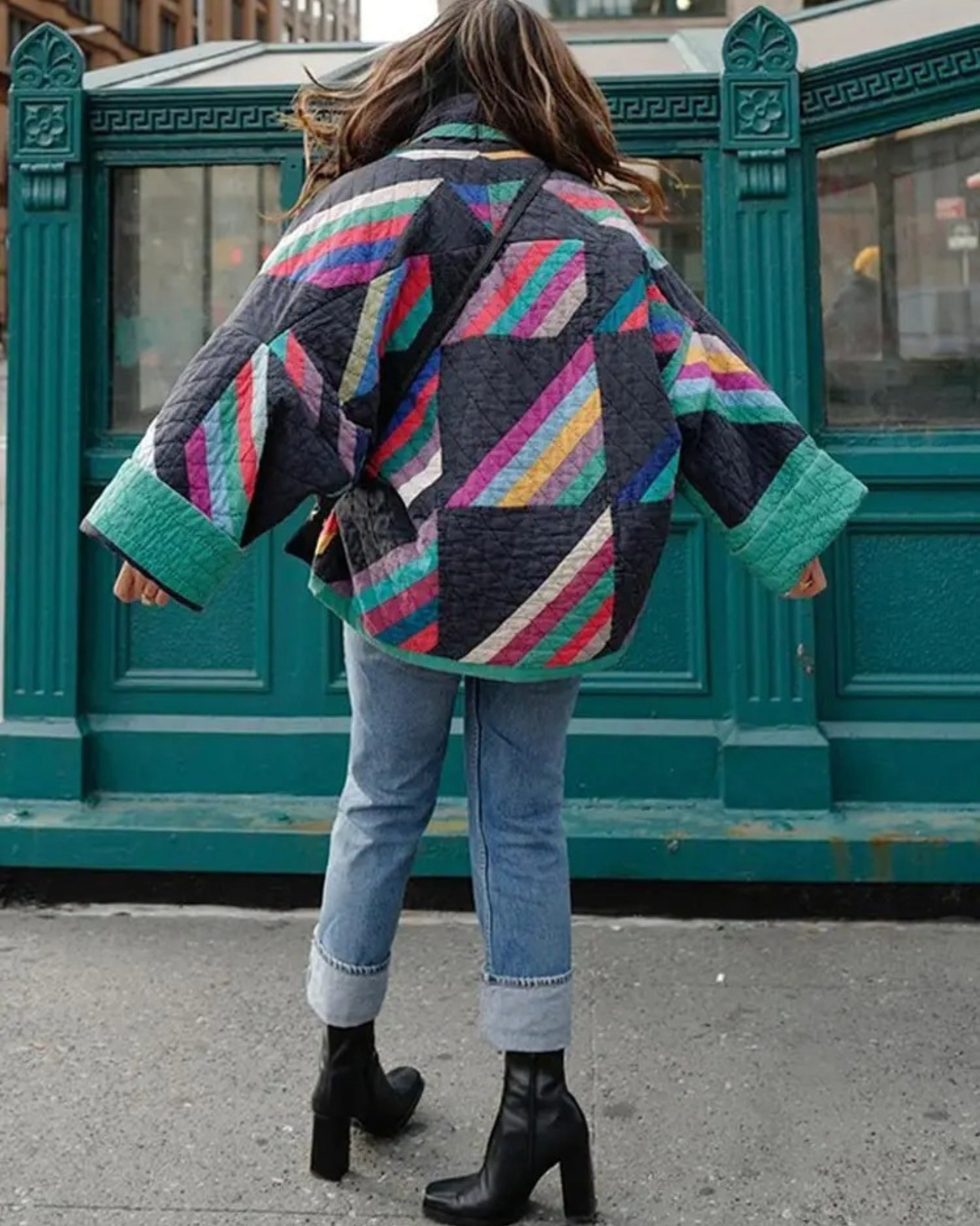 Oversized Jas - Open Front - Vintage - Gewatteerde Jas - Damesjas-Boetiek Moda