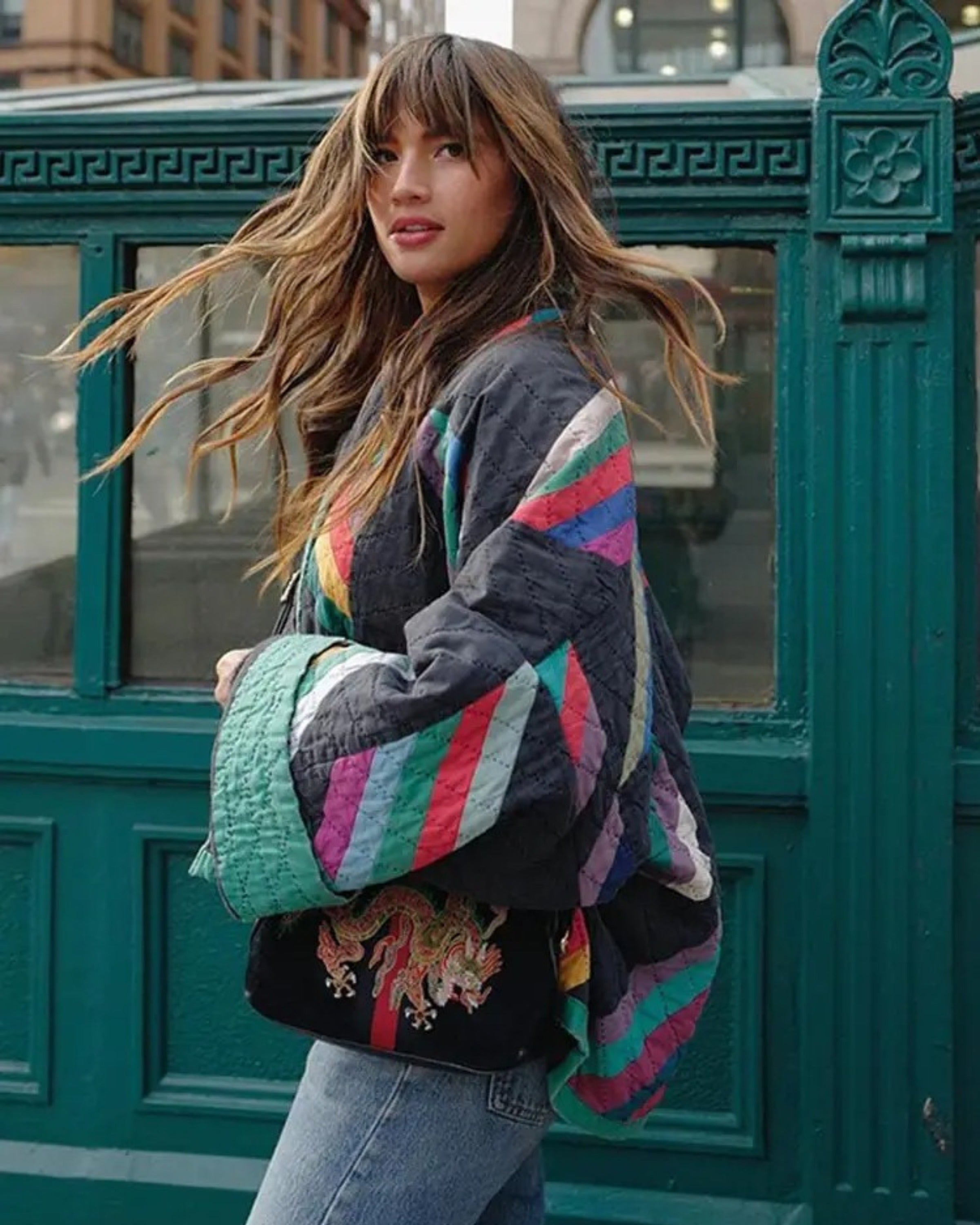 Oversized Jas - Open Front - Vintage - Gewatteerde Jas - Damesjas-Boetiek Moda
