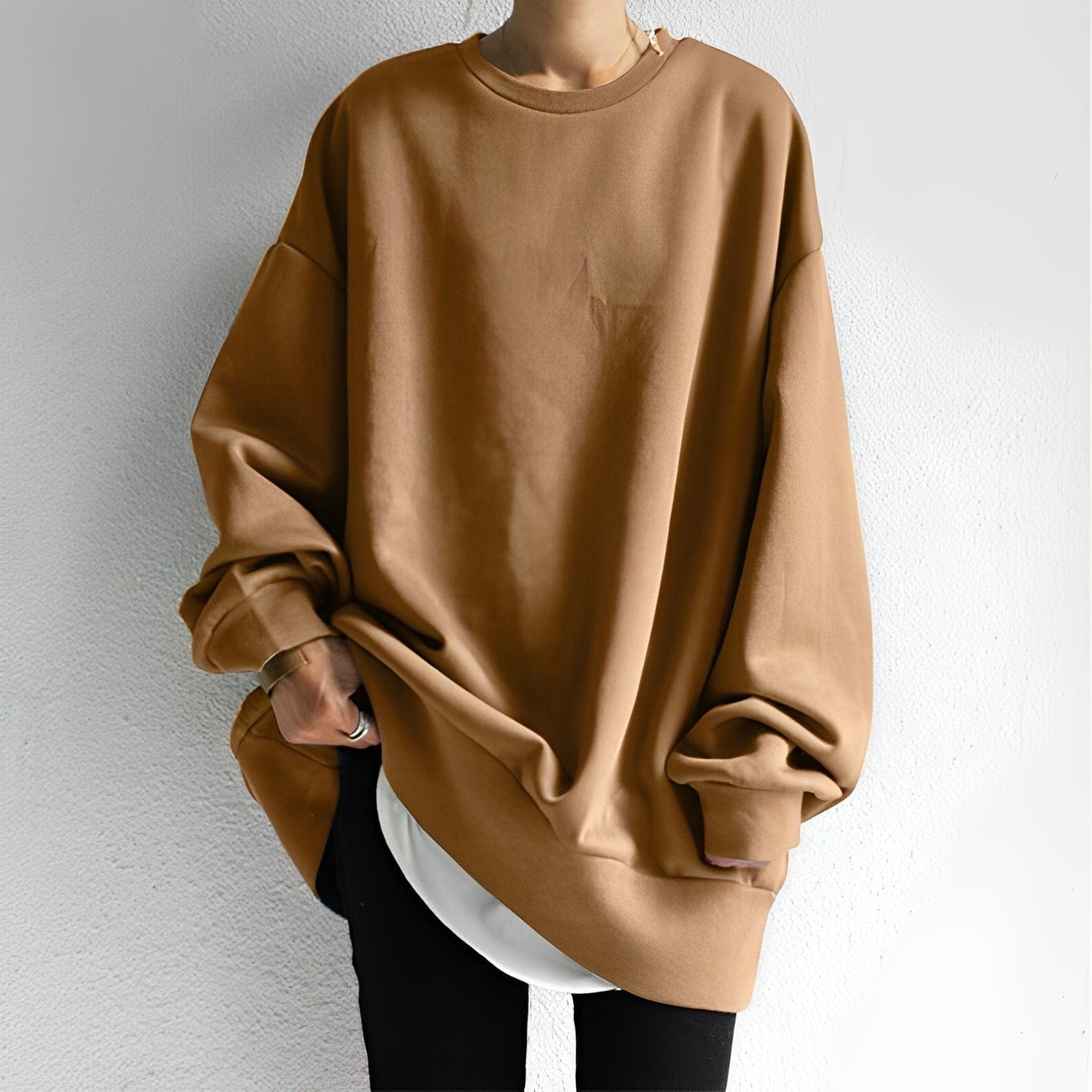 Oversized Sweatshirt - Ronde Hals - Los model - Pullover - Damestruien-Boetiek Moda