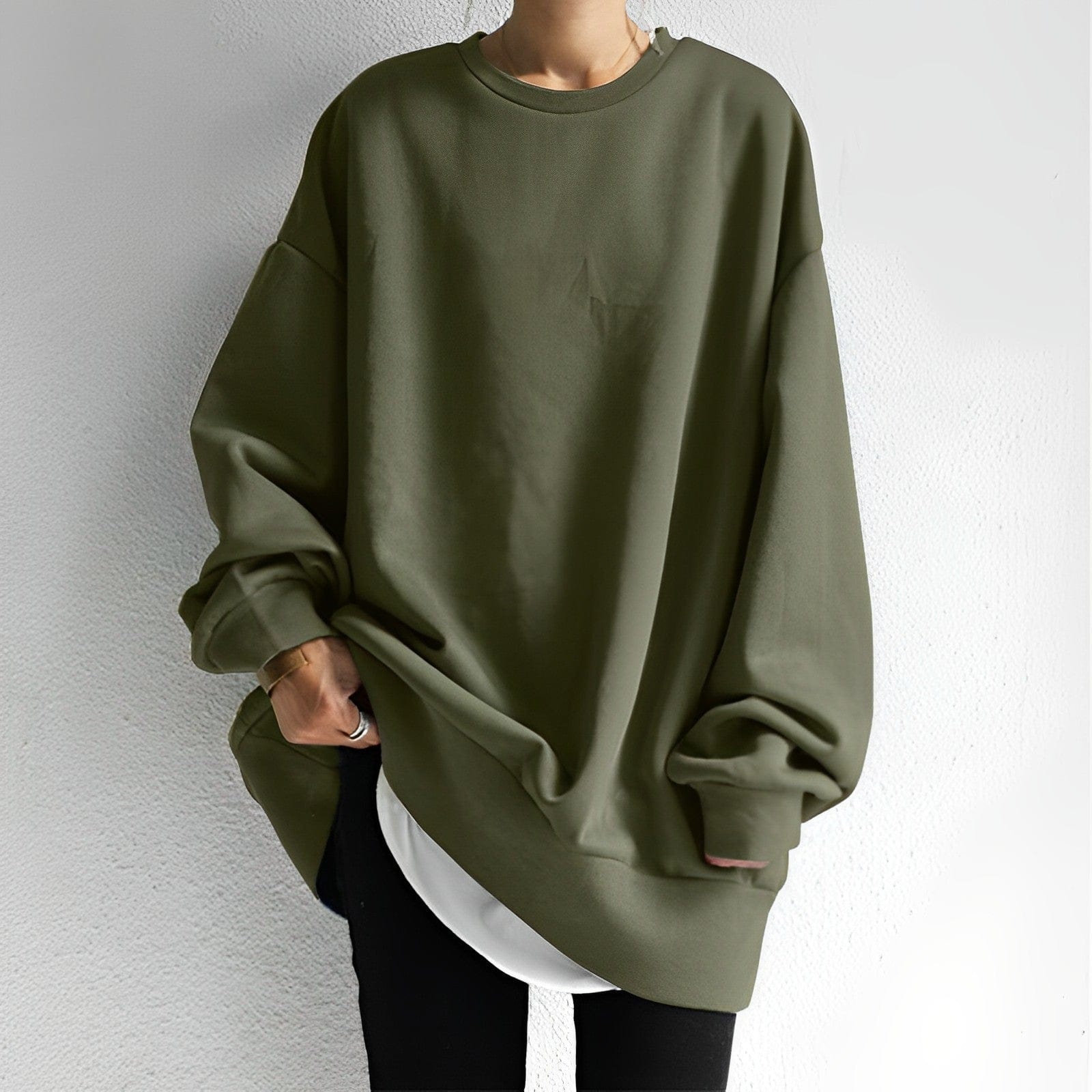 Oversized Sweatshirt - Ronde Hals - Los model - Pullover - Damestruien-Boetiek Moda