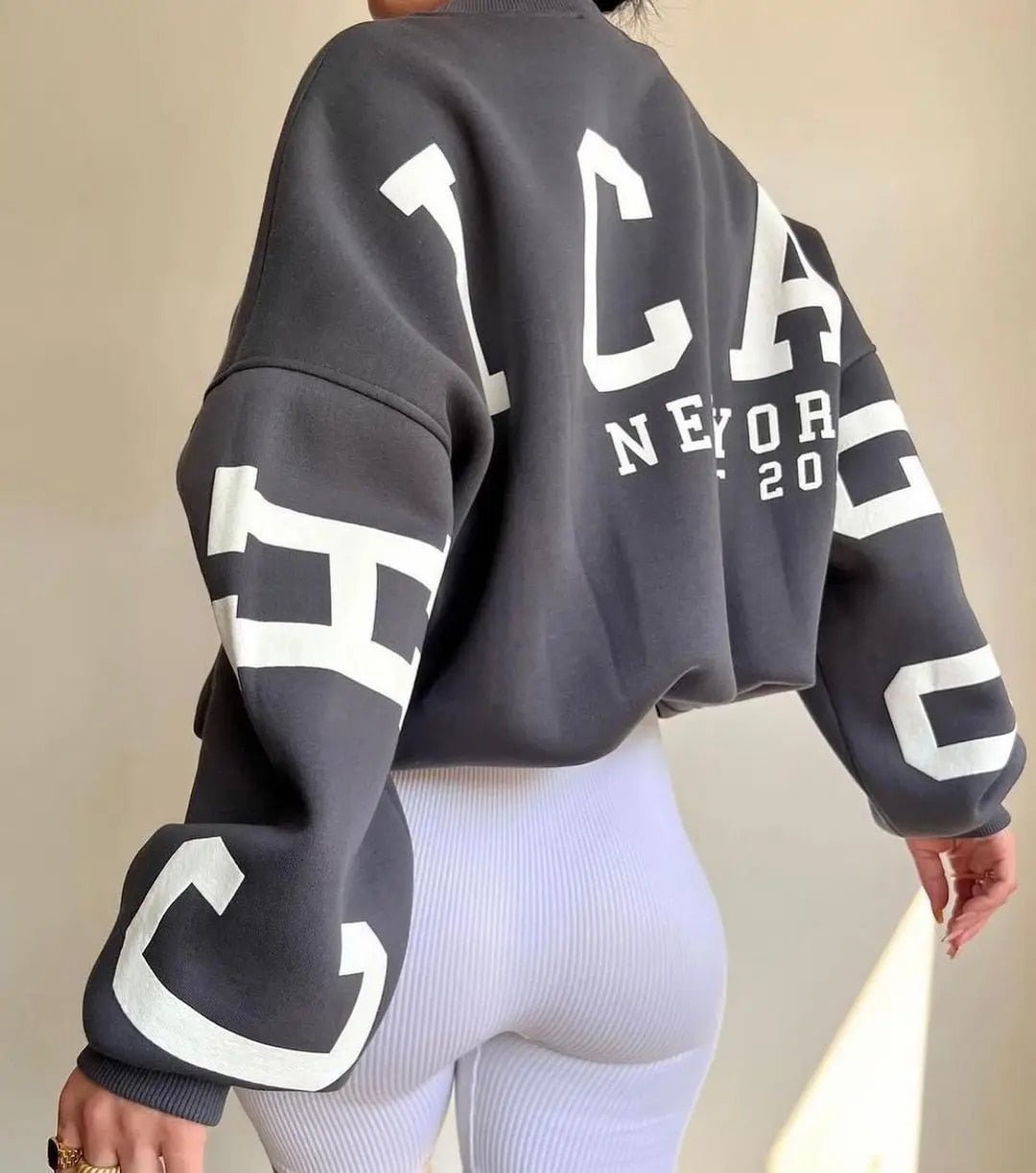 Oversized Sweatshirt - Warme Loose Fit Pullover Sweatshirt voor dames-Boetiek Moda