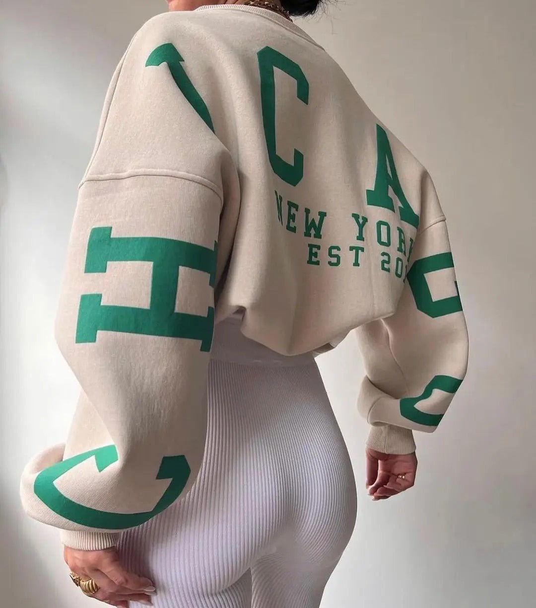 Oversized Sweatshirt - Warme Loose Fit Pullover Sweatshirt voor dames-Boetiek Moda