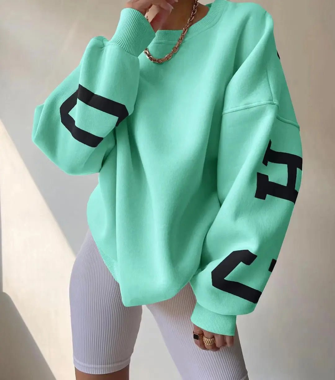 Oversized Sweatshirt - Warme Loose Fit Pullover Sweatshirt voor dames-Boetiek Moda
