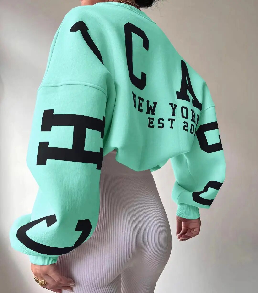 Oversized Sweatshirt - Warme Loose Fit Pullover Sweatshirt voor dames-Boetiek Moda