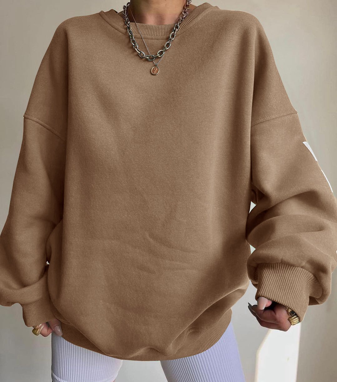 Oversized Sweatshirt - Warme Loose Fit Pullover Sweatshirt voor dames-Boetiek Moda