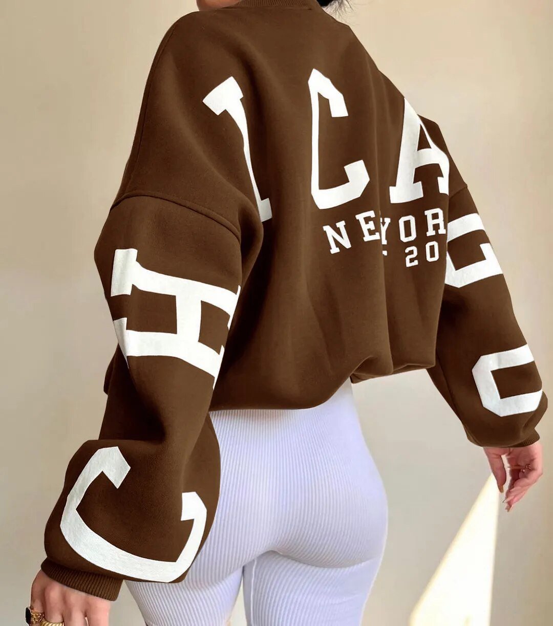 Oversized Sweatshirt - Warme Loose Fit Pullover Sweatshirt voor dames-Boetiek Moda