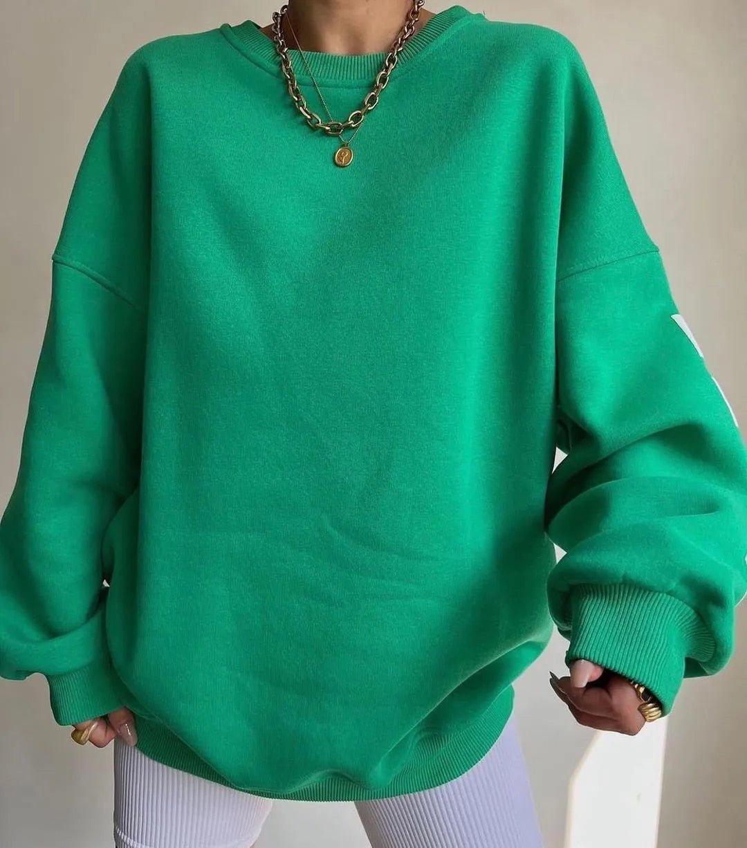 Oversized Sweatshirt - Warme Loose Fit Pullover Sweatshirt voor dames-Boetiek Moda