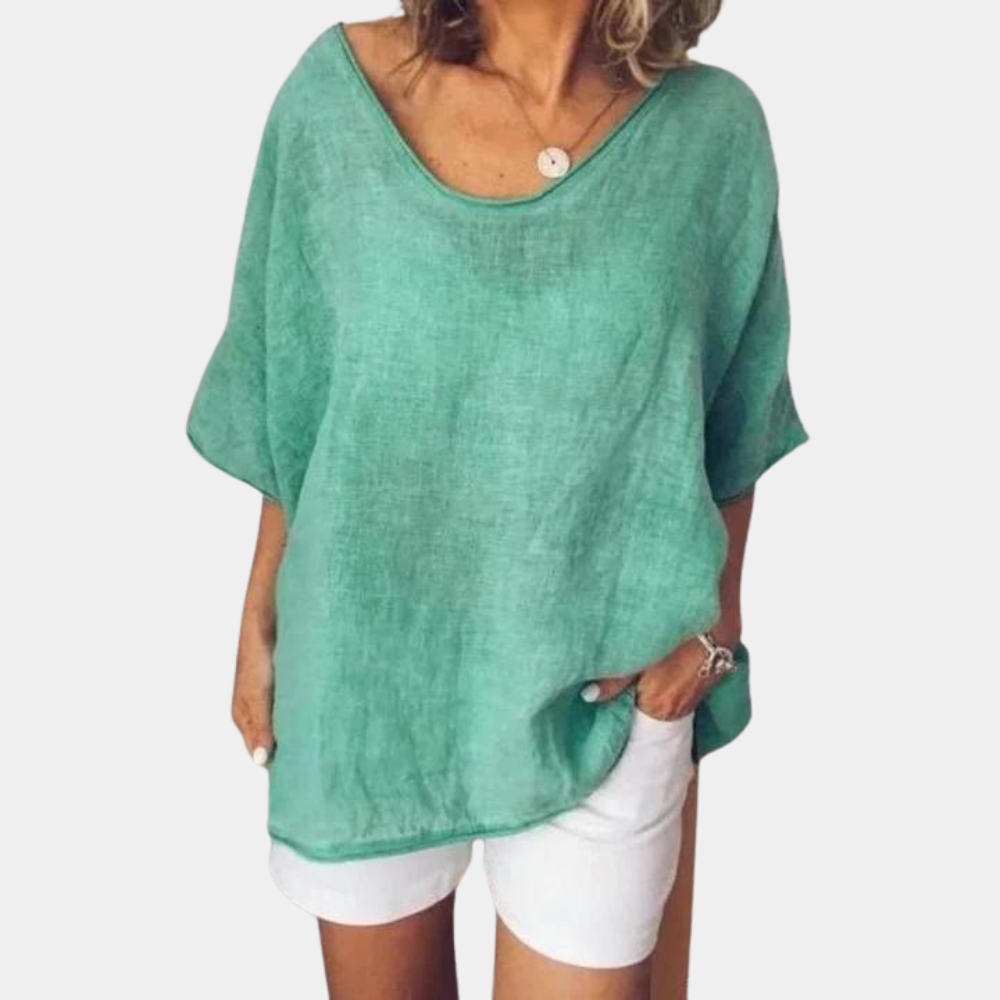 Oversized T-Shirt - Los model - Katoen - Linnen T-Shirt - Dames T-Shirt-Boetiek Moda