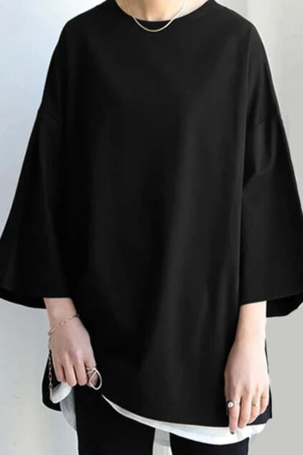 Oversized T-shirt - Los model - Ronde hals - T-shirt met lange mouwen - Dameskleding-Boetiek Moda