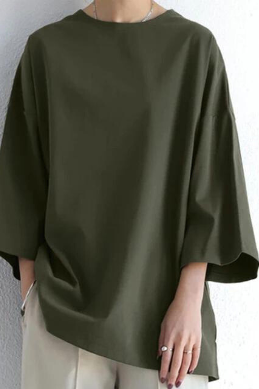 Oversized T-shirt - Los model - Ronde hals - T-shirt met lange mouwen - Dameskleding-Boetiek Moda