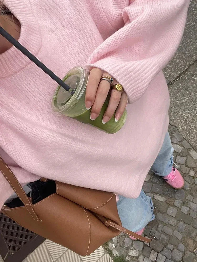 Oversized Trui | Ronde Hals | Losse Pasvorm | Gebreide Trui | Sweater voor Vrouwen-Boetiek Moda