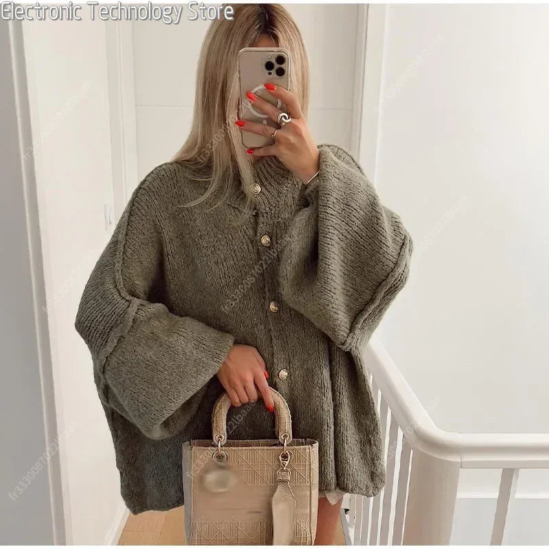 Oversized Vest - Button-Up - Grof - Gebreid vest - Damesvest-Boetiek Moda