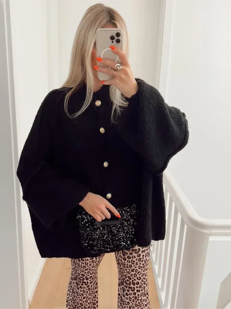 Oversized Vest - Button-Up - Grof - Gebreid vest - Damesvest-Boetiek Moda