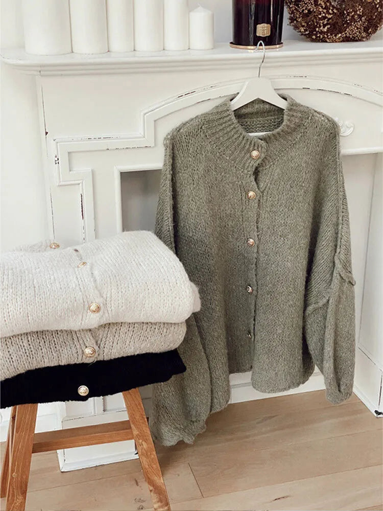 Oversized Vest - Warm - Button-Up - Gebreid Vest - Dameskleding-Boetiek Moda