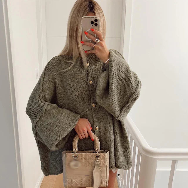 Oversized Vest - Warm - Button-Up - Gebreid Vest - Dameskleding-Boetiek Moda