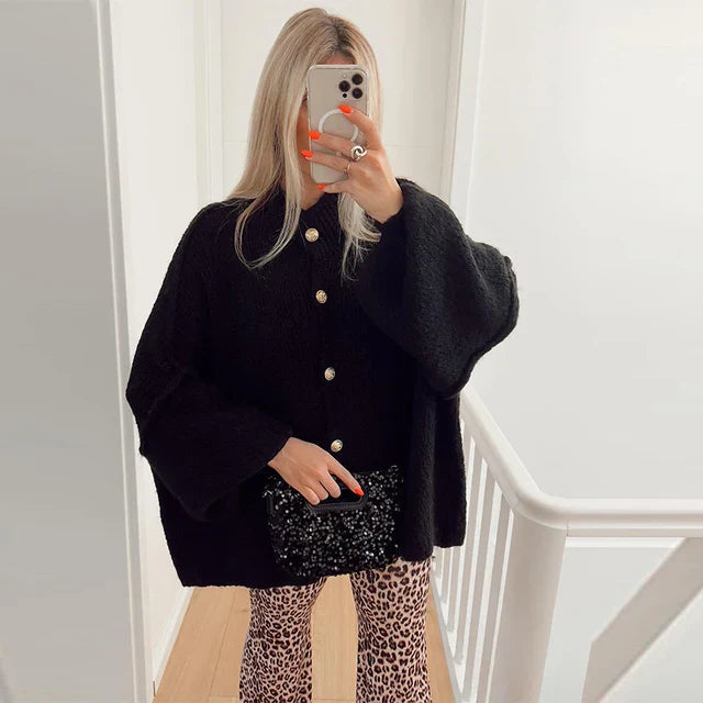 Oversized Vest - Warm - Button-Up - Gebreid Vest - Dameskleding-Boetiek Moda