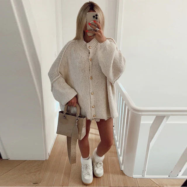 Oversized Vest - Warm - Button-Up - Gebreid Vest - Dameskleding-Boetiek Moda