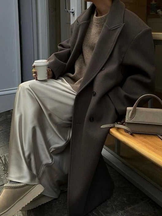 Oversized Wollen Jas - Damesjas met dubbele knoopsluiting en lange wollen kraag-Boetiek Moda