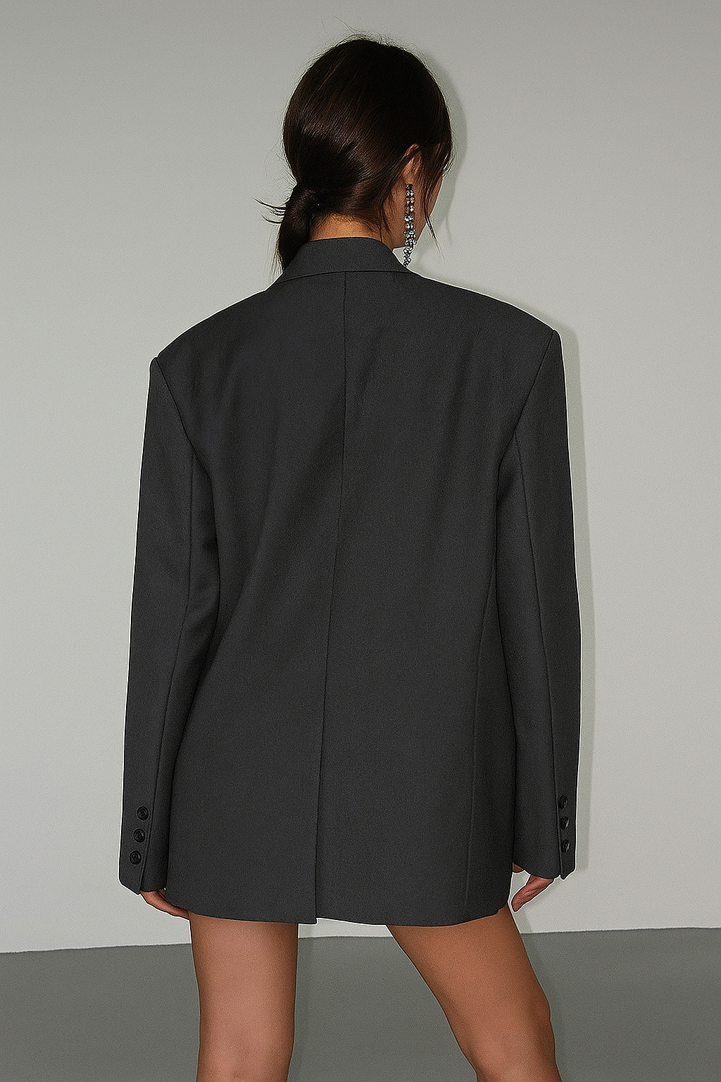Oversized blazer - Lange blazerjas met enkele knoopsluiting voor dames-Boetiek Moda