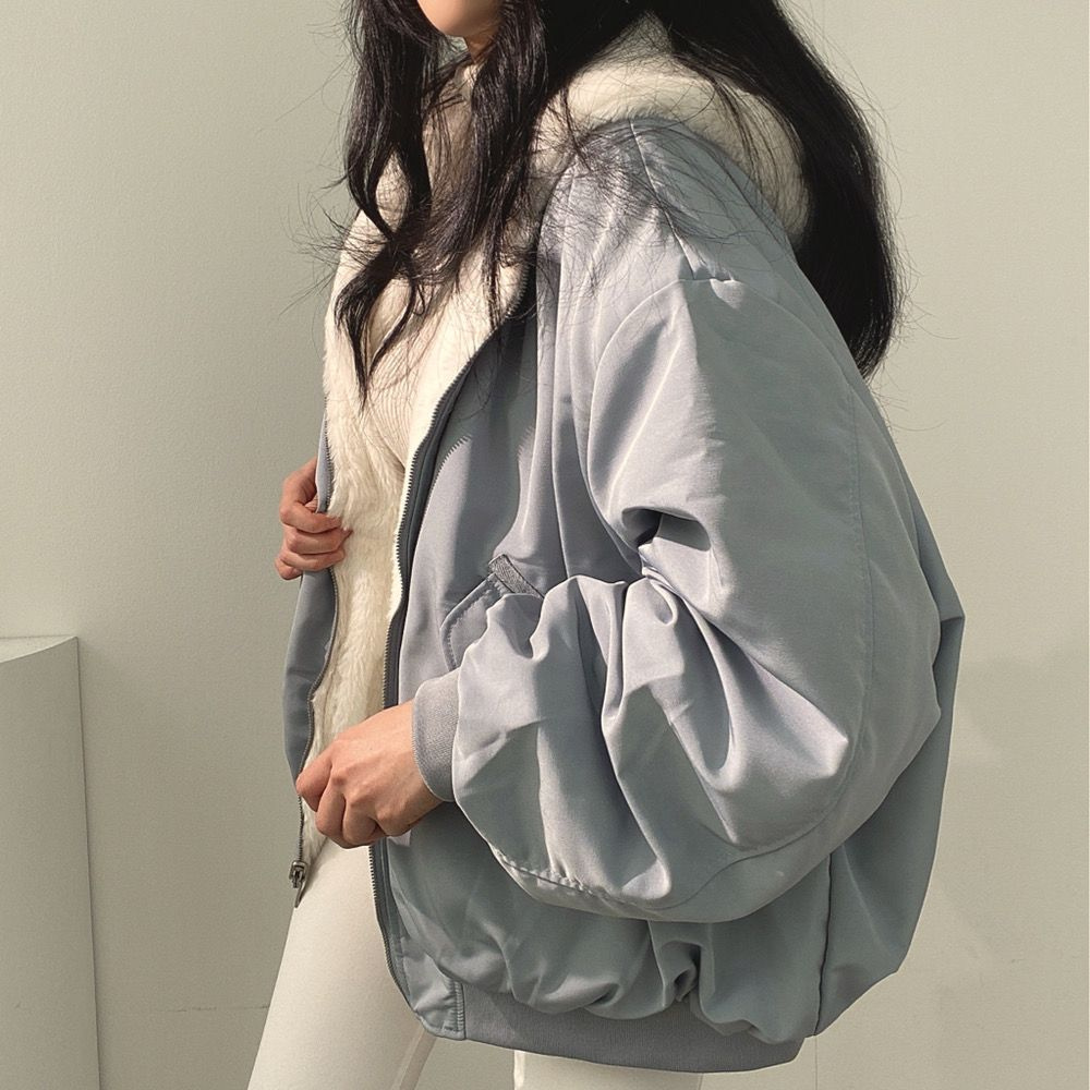 Oversized bomberjack - met fleecevoering - ritssluiting - oversized winterjack - winterjack voor dames-Boetiek Moda