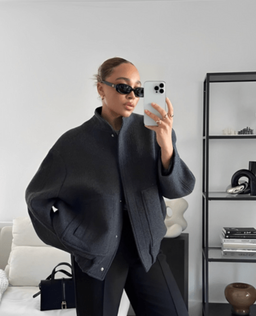 Oversized jas - Bomberjack van wolmix voor dames voor herfst en winter-Boetiek Moda