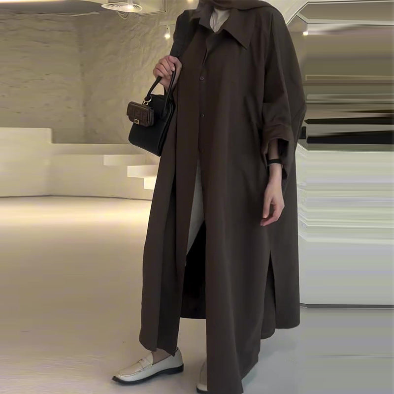 Oversized jas - Bruine lange trenchcoat voor dames-Boetiek Moda